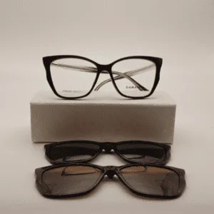 Anteojo armazón clip on negro de acetato óptica monte grande